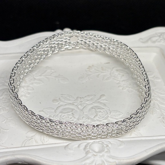 Sterling Silver Mesh Bangle Bracelet - Picture 6 of 9